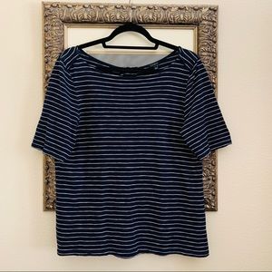 Talbots Navy & White Stripe Top